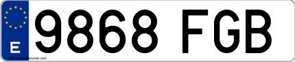 Ejemplo de matrícula española 9868 FGB