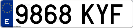 Ejemplo de matrícula de coche ordinaria 9868 KYF