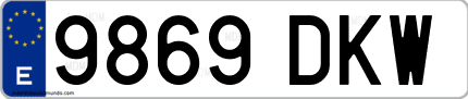 Ejemplo de matrícula de coche ordinaria 9869 DKW