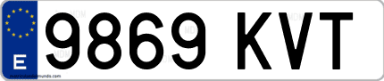 Ejemplo de matrícula de coche ordinaria 9869 KVT