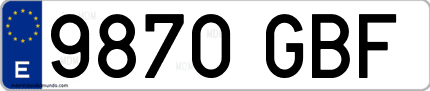 Ejemplo de matrícula de coche ordinaria 9870 GBF