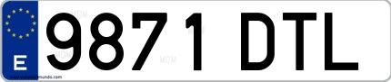 Ejemplo de matrícula española 9871 DTL