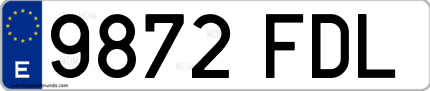 Ejemplo de matrícula de coche ordinaria 9872 FDL