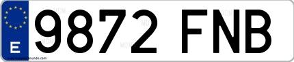 Ejemplo de matrícula española 9872 FNB
