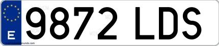 Ejemplo de matrícula española 9872 LDS