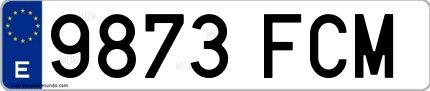 Ejemplo de matrícula española 9873 FCM