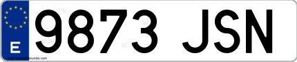 Ejemplo de matrícula española 9873 JSN