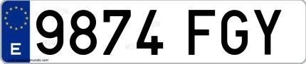 Ejemplo de matrícula española 9874 FGY