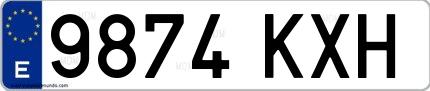 Ejemplo de matrícula española 9874 KXH