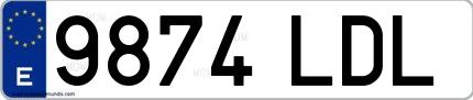 Ejemplo de matrícula española 9874 LDL