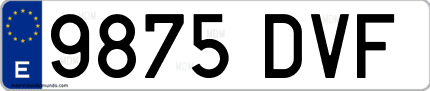 Ejemplo de matrícula de coche ordinaria 9875 DVF