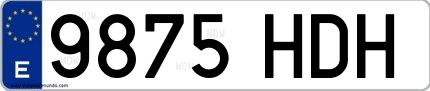 Ejemplo de matrícula española 9875 HDH