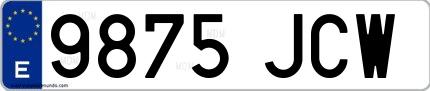 Ejemplo de matrícula española 9875 JCW