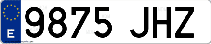 Ejemplo de matrícula de coche ordinaria 9875 JHZ