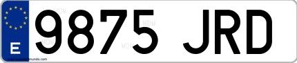 Ejemplo de matrícula española 9875 JRD
