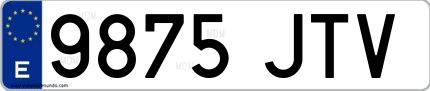 Ejemplo de matrícula española 9875 JTV