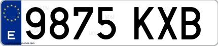 Ejemplo de matrícula española 9875 KXB
