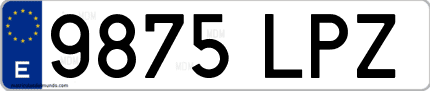 Ejemplo de matrícula de coche ordinaria 9875 LPZ
