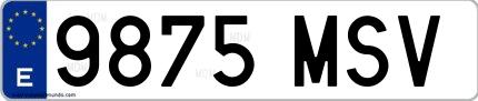 Ejemplo de matrícula española 9875 MSV