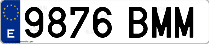 Ejemplo de matrícula de coche ordinaria 9876 BMM