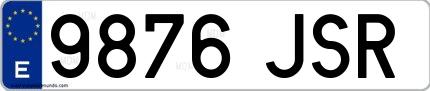 Ejemplo de matrícula española 9876 JSR