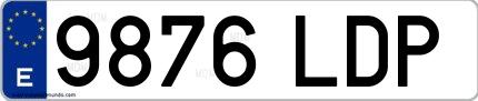 Ejemplo de matrícula española 9876 LDP