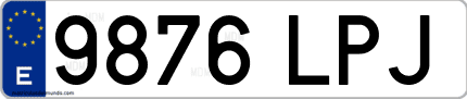 Ejemplo de matrícula de coche ordinaria 9876 LPJ
