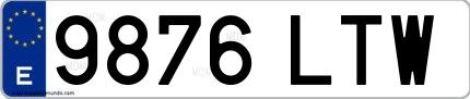 Ejemplo de matrícula española 9876 LTW