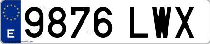 Ejemplo de matrícula española 9876 LWX