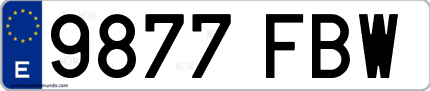 Ejemplo de matrícula de coche ordinaria 9877 FBW