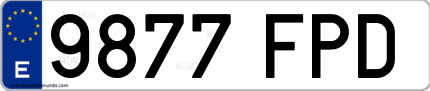 Ejemplo de matrícula de coche ordinaria 9877 FPD