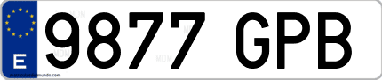 Ejemplo de matrícula de coche ordinaria 9877 GPB
