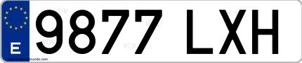 Ejemplo de matrícula española 9877 LXH