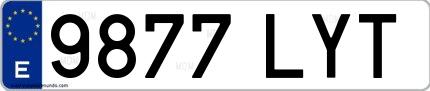 Ejemplo de matrícula española 9877 LYT