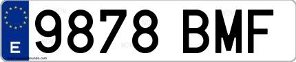 Ejemplo de matrícula española 9878 BMF