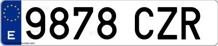 Ejemplo de matrícula española 9878 CZR