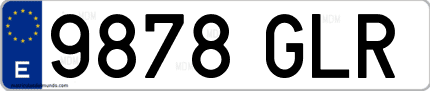 Ejemplo de matrícula de coche ordinaria 9878 GLR