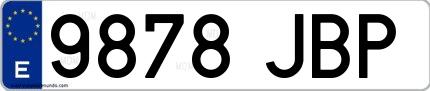 Ejemplo de matrícula española 9878 JBP