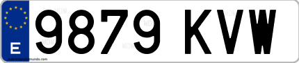 Ejemplo de matrícula de coche ordinaria 9879 KVW
