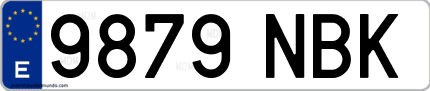 Ejemplo de matrícula de coche ordinaria 9879 NBK