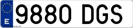 Ejemplo de matrícula española 9880 DGS