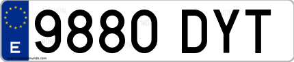 Ejemplo de matrícula de coche ordinaria 9880 DYT