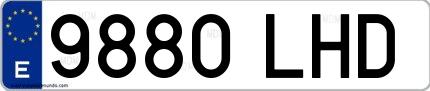 Ejemplo de matrícula española 9880 LHD