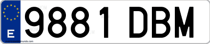 Ejemplo de matrícula de coche ordinaria 9881 DBM