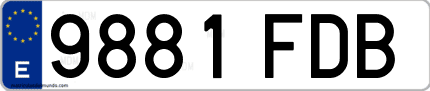 Ejemplo de matrícula de coche ordinaria 9881 FDB