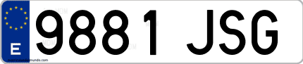 Ejemplo de matrícula de coche ordinaria 9881 JSG
