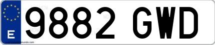 Ejemplo de matrícula española 9882 GWD