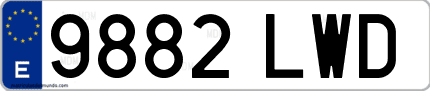 Ejemplo de matrícula de coche ordinaria 9882 LWD
