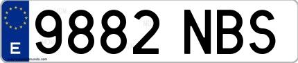Ejemplo de matrícula española 9882 NBS