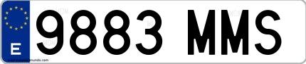 Ejemplo de matrícula española 9883 MMS